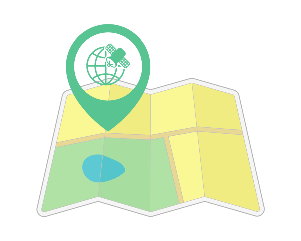 gps tracker op een fictieve kaart