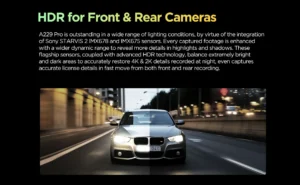 A229 PRO 2CH HDR for Front and Rear Cameras